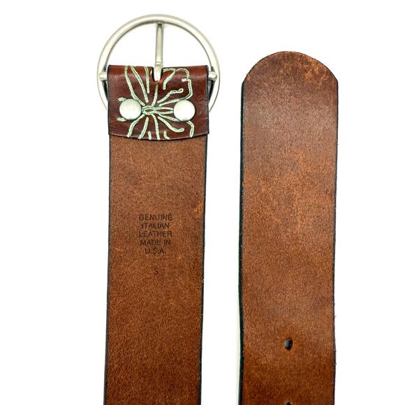 Y2K Butterfly Belt Italian Leather Sz S - 36.5" – Made in USA - Indie Festival - Picture 5 of 6
